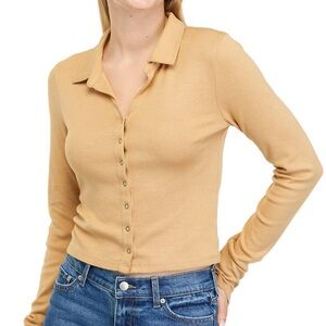 True Craft Long Sleeve Cropped Shirt - Junior XL Womens Snap Front Top